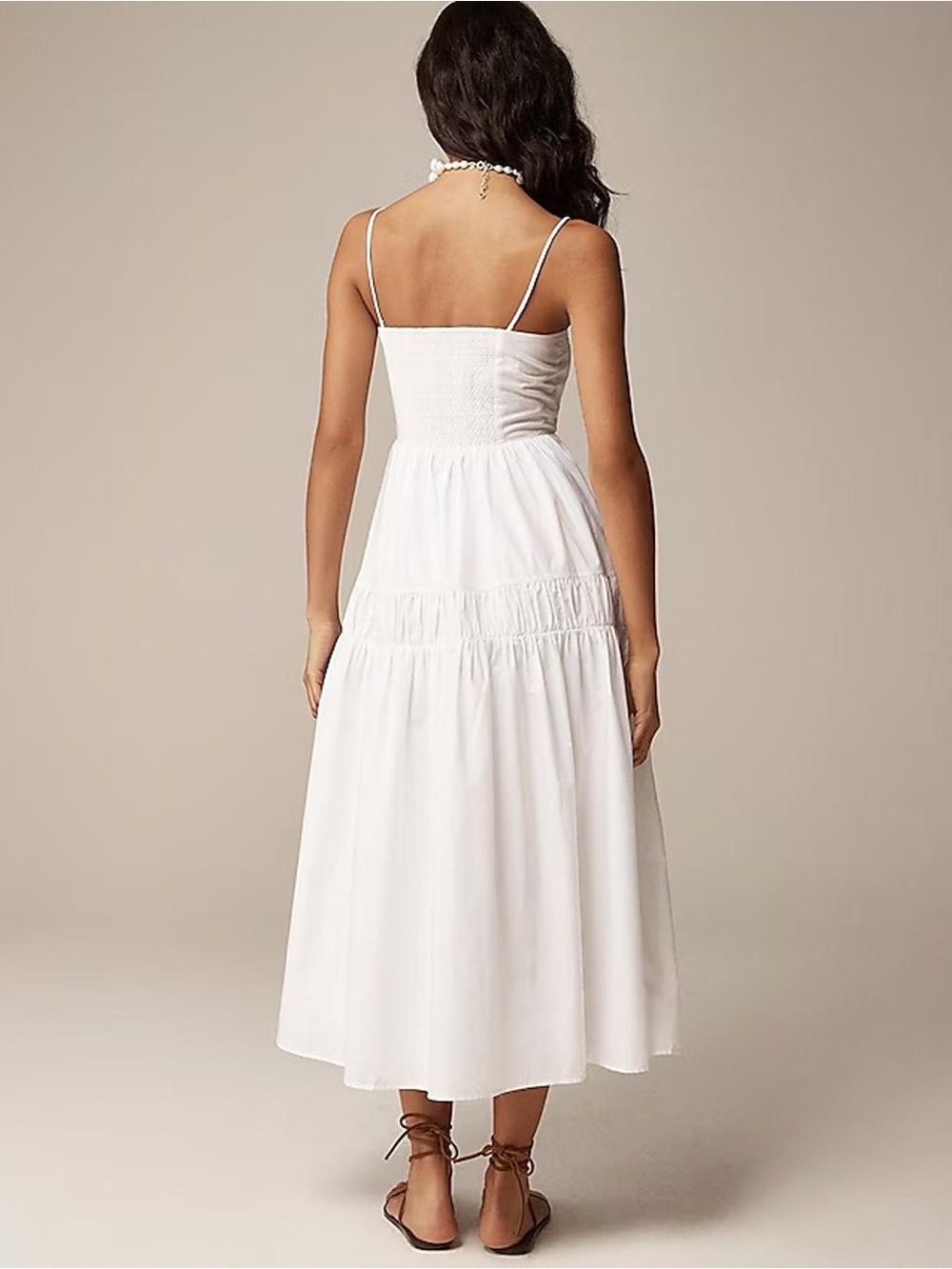 J.Crew White Cotton Poplin Midi Dress Size 12 A-Line Button Front Coastal Chic - Picture 2 of 16